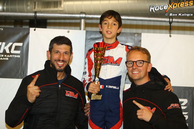 Talent Matteo Campobello P1 GK4 Kart Series eerste dagoverwinning Mini