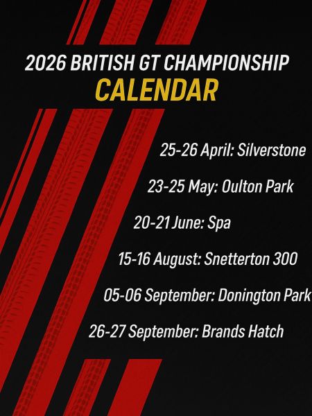 British GT-kampioenschap calender 2026